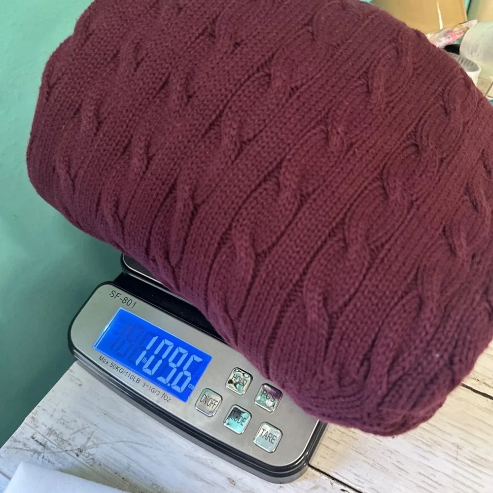 Vtg Mens Size XL Pullover Long Sleeve Sweater Burgundy Chunky Cable Knit Grandpa